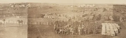 V&A Museum V&A Museum, Maqdala 1868 display: Photograph of the Camp at Zoola during the Abyssinia Expedition 1868-9 by the Royal Engineers