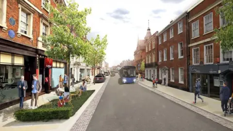 Worcester City Council Artist impression of Worcester City Council transport strategy plan