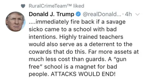 Twitter Rural Crime Team "like" Trump tweet