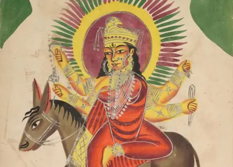 Getty Images A painting of Sheetala Devi, the smallpox goddess.