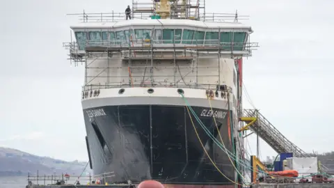 Getty Images The hull of the Glen Sannox ferry at the Ferguson shipyard