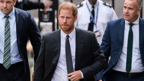 Getty Images Prince Harry made a surprise appearance at the High Court in London