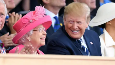 Getty Images The Queen with Donald Trump in 2019