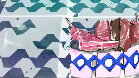 BBC Illustration depicting a dog bowl and meat