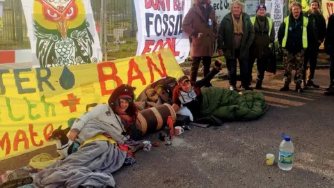 FrAcktion Protestors outside the Misson Springs site