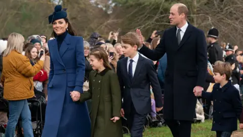 PA Media Prince and Princess of Wales with Charlotte, George and Louis