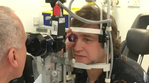 BBC Matthew having eye exam