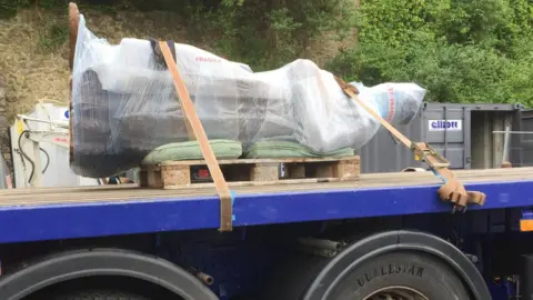 The statue arrived on the back of a lorry on Thursday