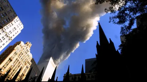 Getty Images The towers after the attacks