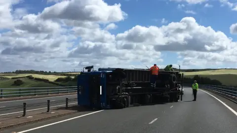 Police Scotland Overturned lorry