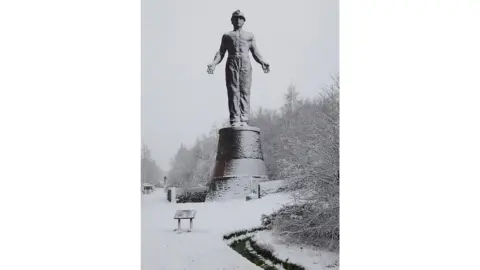 Twitter/Saul Somerville Guardian - the memorial to 45 men and boys killed in an explosion at Six Bells, near Abertillery, Blaenau Gwent, in 1960