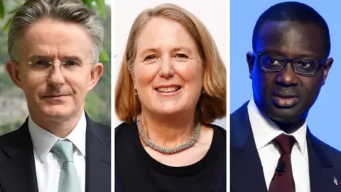 Getty Images John Flint (left), Diane Greene (centre) and Tidjane Thiam are among those to withdraw from next week's event