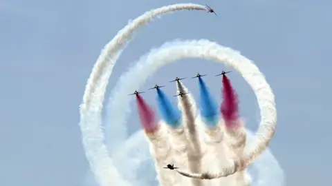 The Red Arrows display team at Bournemouth Air Festival