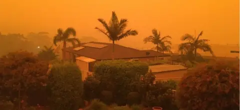 Orange sky over Merimbula, NSW, Australia