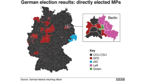 Map showing where MPs were elected