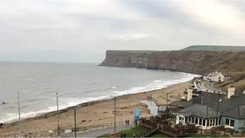 BBC General view of Saltburn and the area of beach affected