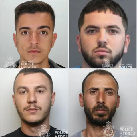 South Wales Police Gledis Mehalla, Elidon Elezi, Ledjan Qevani and Artan Pelluci (clockwise)