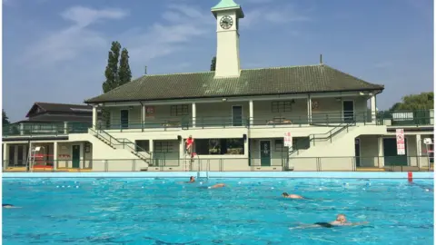 Swimmers at Peterborough Lido