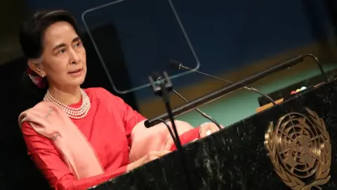 Reuters Aung San Suu Kyi addresses the 71st United Nations General Assembly in Manhattan, New York, U.S. (September 21, 2016)