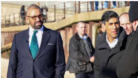 PA/Daily Express Home Secretary James Cleverly and Prime Minister Rishi Sunak in Leigh-on-Sea, Essex