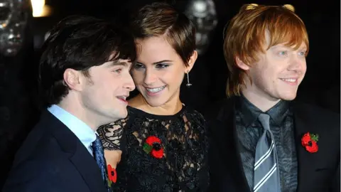 Getty Images Potter stars Daniel Radcliffe, Emma Watson and Rupert Grint