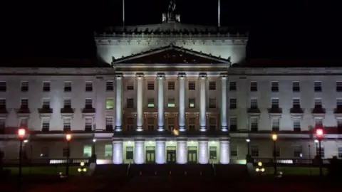 BBC Stormont at night (archive)