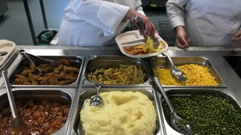 BBC Servers putting food on trays