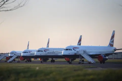 Victoria Jones British Airways aircraft parked at Bournemouth airport
