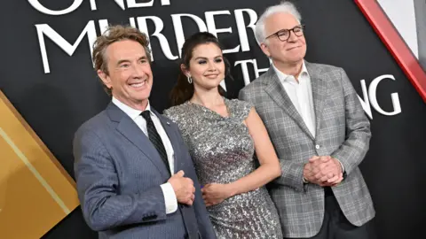 Getty Images Martin Short, Selena Gomez, and Steve Martin attend the Los Angeles Premiere of "Only Murders In The Building" Season 2 at DGA Theater Complex on June 27, 2022 in Los Angeles, California