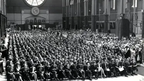 The Open University  The first Open University degree ceremony held in the Great Hall of Alexandra Palace on Saturday 23 June 1973.