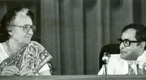 Getty Images Pranab Mukherjee and Indira Gandhi
