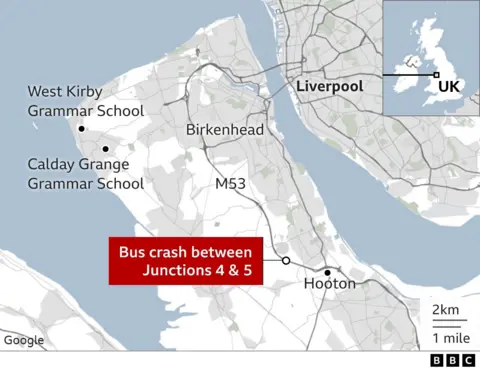 Map of M53 crash