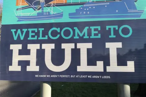 BBC Welcome to Hull sign