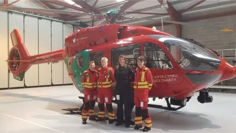 Wales Air Ambulance (L-R) Dr Jennifer Dinsdale, Critical Care Practitioner Tracy Phipps, Pilot Jennifer Stevenson and Dr Maire Gallagher