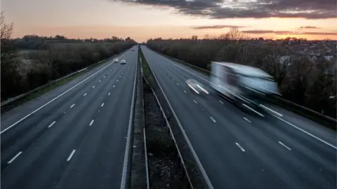 Getty Images The M4 motorway, almost deserted during coronavirus lockdown last year