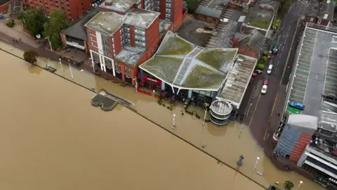 Thedroneman.net A drone image showing part of Lincoln city centre flooded