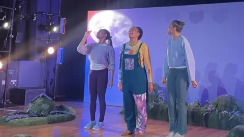 BBC The cast of Theatr Genedlaethol Cymru's Swyn