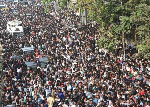 AFP Crowds gather to say goodbye to the superstar