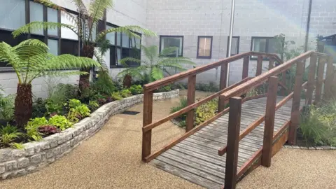 BBC The 'healing garden' at The Royal Cornwall Hospital NHS Trust