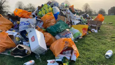 Friends of The Downs and Avon Gorge Rubbish on The Downs in Bristol