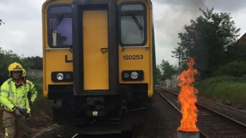 Crewe Fire Station Firefighters at the scene