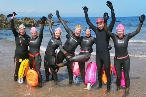 Salty Selkies Linda Malcolm, Jo Hood, Bronwyn Macaskill, Jo Lindsay, Claire Gardner, Jeremy Milne, Meg Maitland.