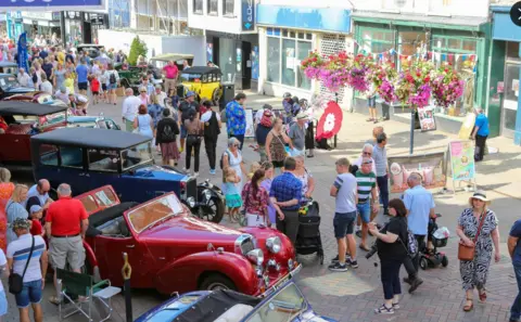 BBC People filling The Gate Streets during Gloucester Goes Retro 2022