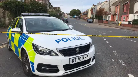 BBC Police car at cordon