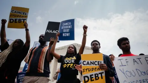 Getty Images Borrowers protest for student loan forgiveness