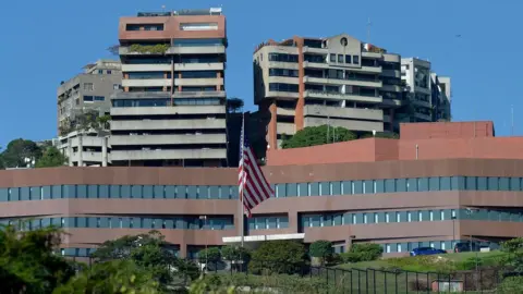 AFP Image shows the entrance of the embassy of the United States in Caracas
