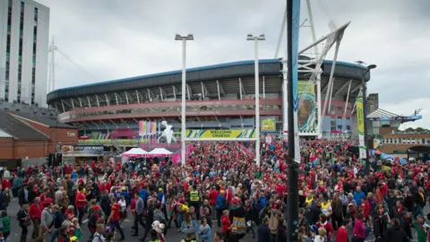 Getty Images A general view of the Principality Stadium, formerly the Millennium Stadium, ahead of a Rugby World Cup match