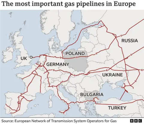 Gas pipelines map