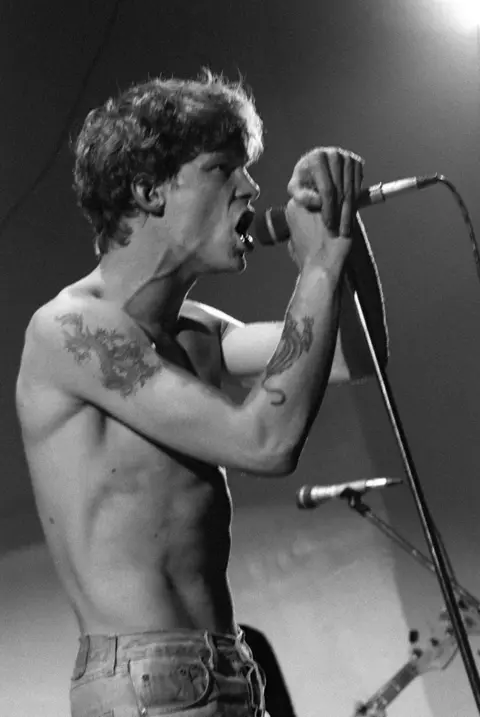 Jean Zindel Gilles Bertin on stage in 1984 at the Chaos Festival in Orléans