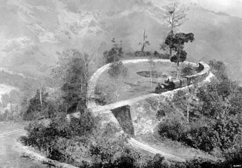 ALAMY A single loop in the Darjeeling Himalayan Railway, India, c 1910